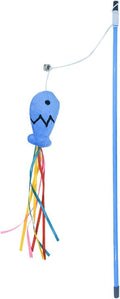 Blue Fish Design Cat Teaser Stick with Colorful Balls