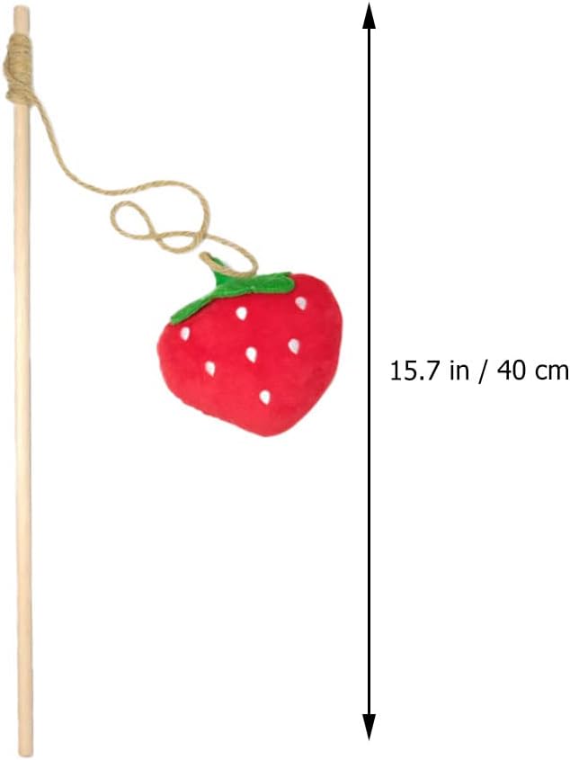 Red Strawberry Catnip Plush Teaser Wand