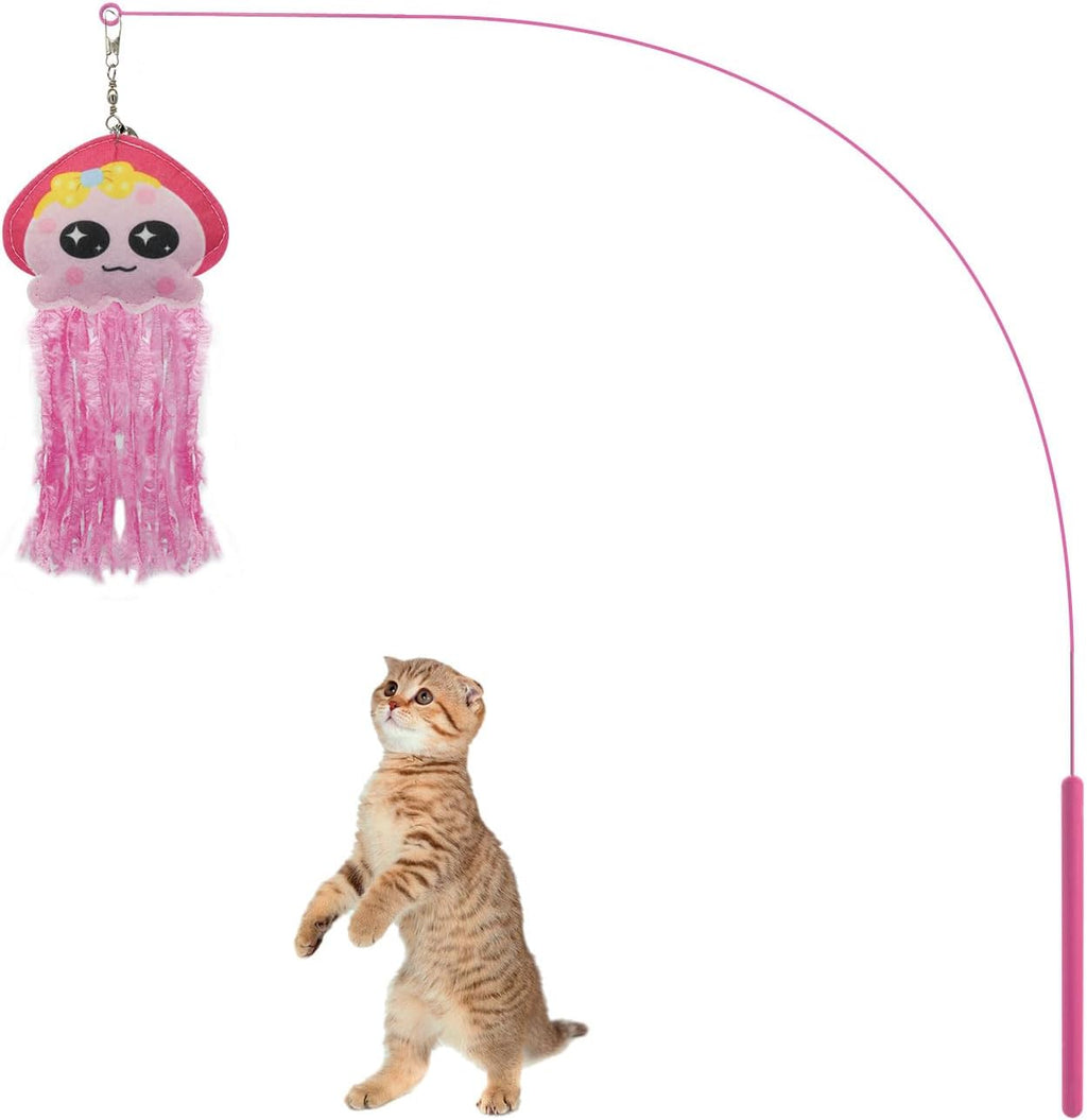 35" Pink Jellyfish Flexible Cat Teaser Wand