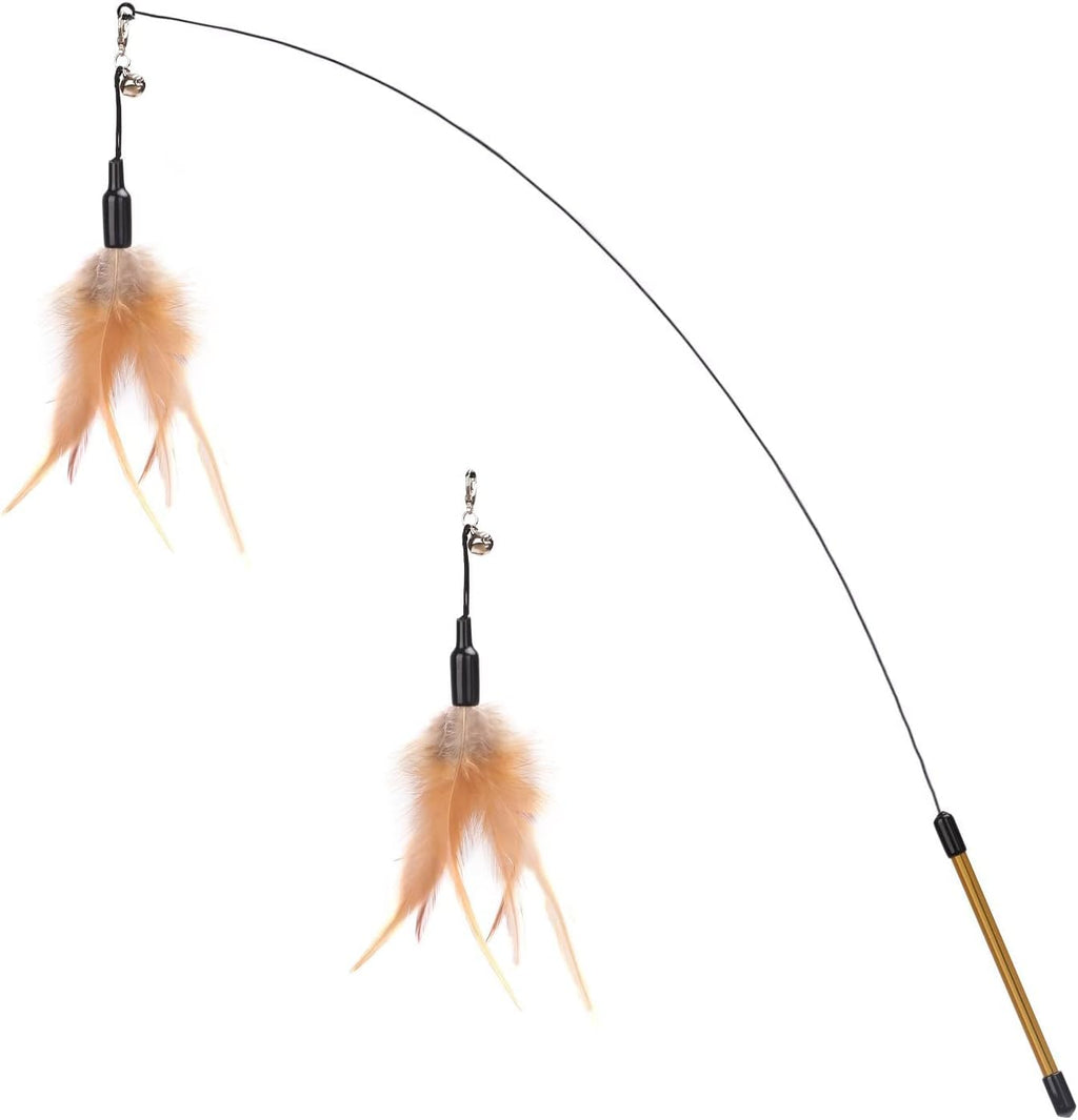 34.5" Brown Feather Teaser Wand with Bell