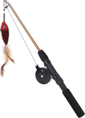 Retractable Fishing Pole Dangler Teaser Wand for Cats