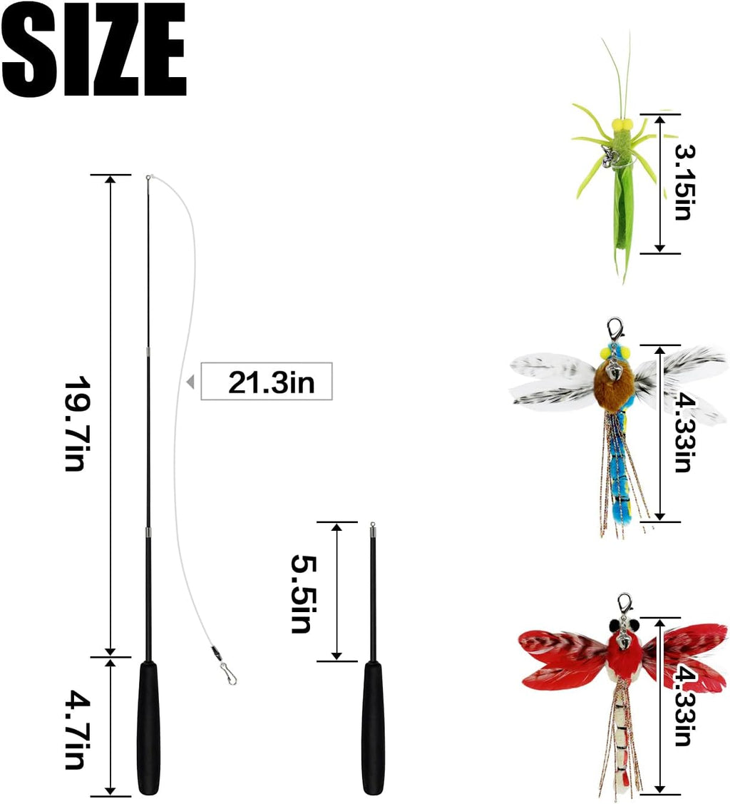 Retractable Wand with 3 Simulation Insect Refills Transparent Wire