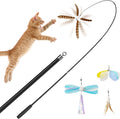 60" Retractable Natural Feather Wand with 4 Replacement Teasers