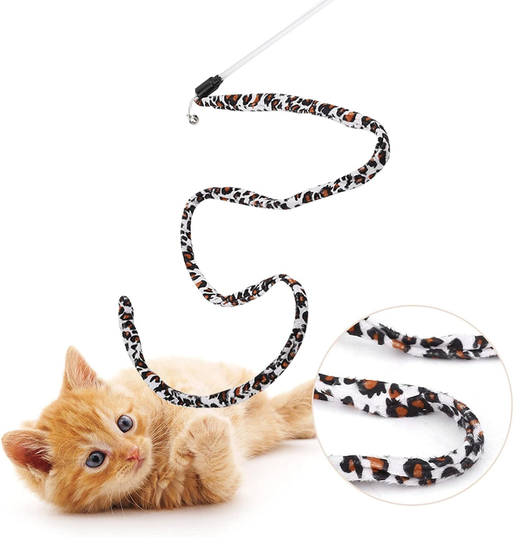 Leopard Print Tail Teaser Stick with Bell for Cats & Dogs