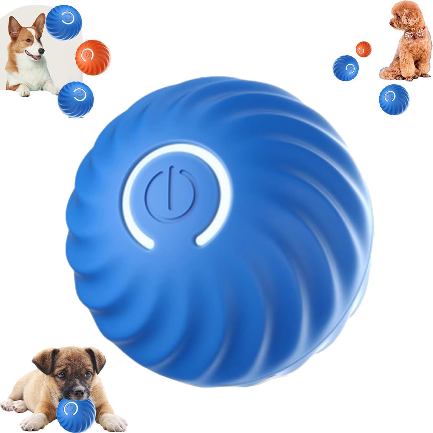 Blue Automatic Moving Jumping Ball Dog Toy All Breeds