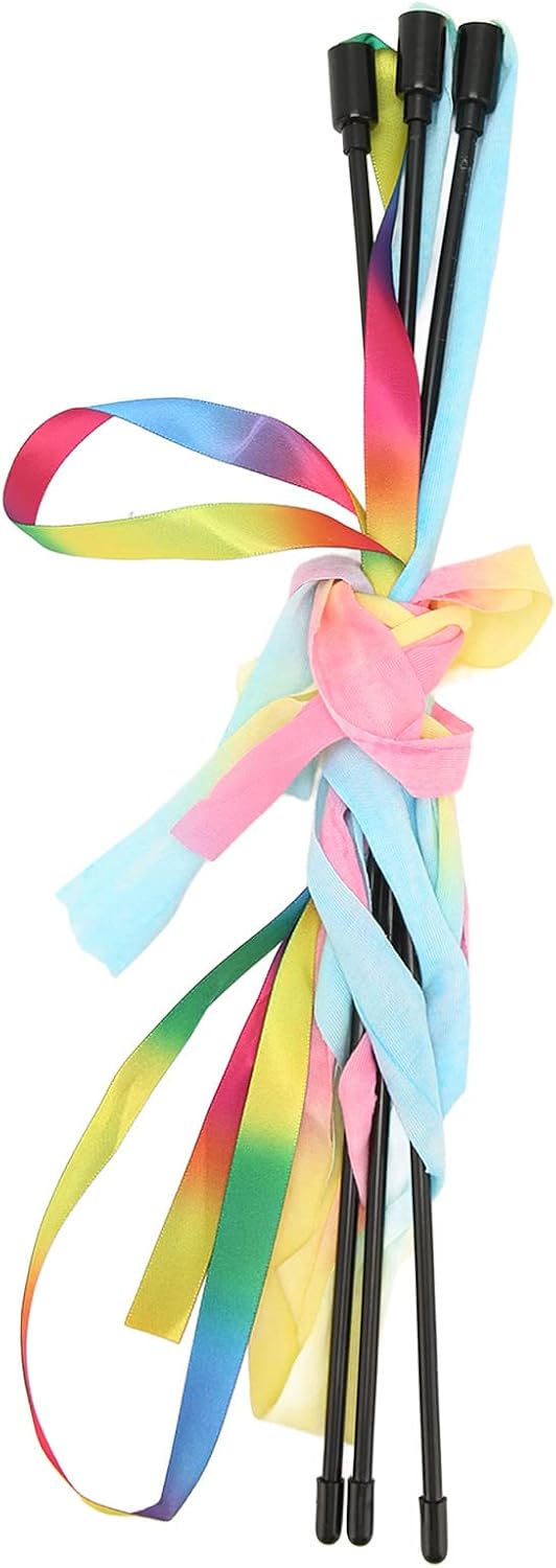 3-Piece Colorful Ribbon Wand Toy Set for Cats