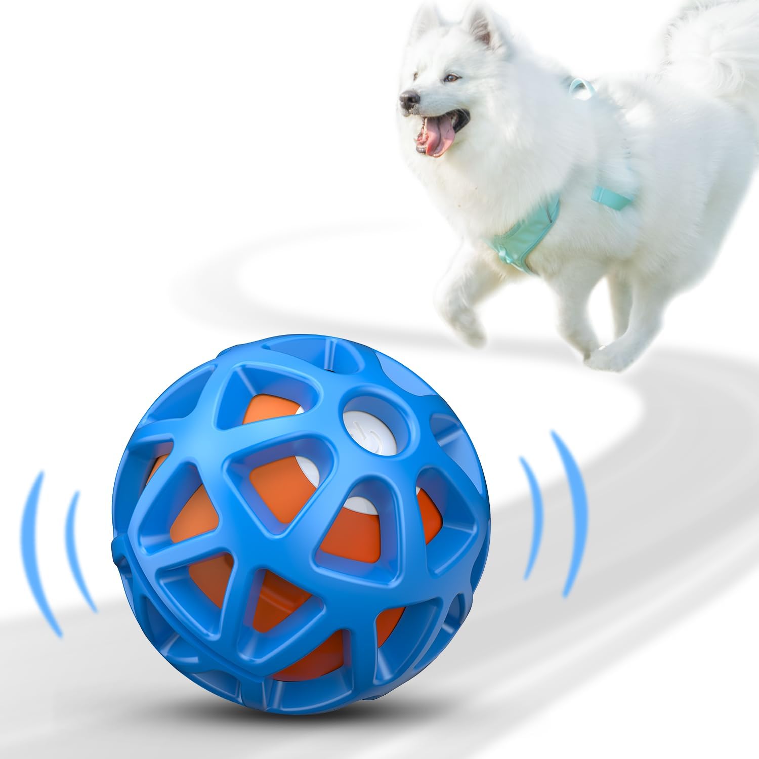 Orange Motion-Activated Bouncing Vibrating Interactive Ball USB Rechargeable