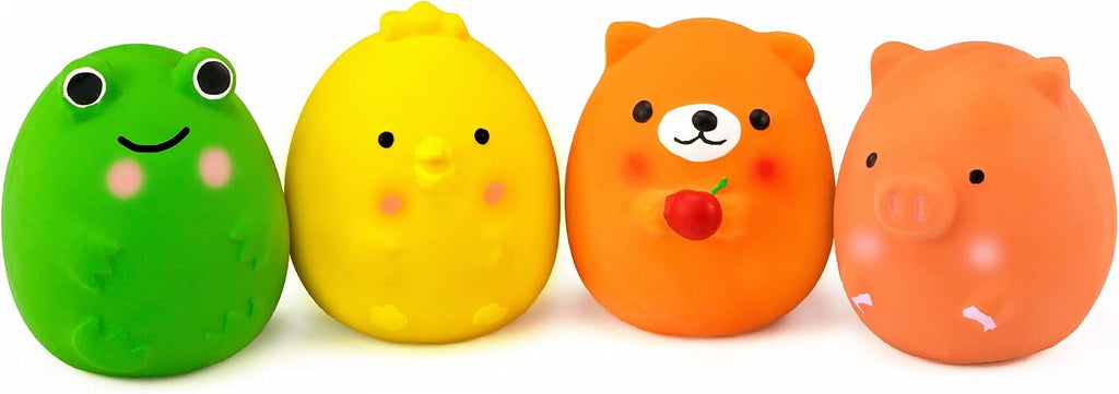 4-Pack 2.4" Latex Squeaky Funny Animal Toy Set for Small Dogs