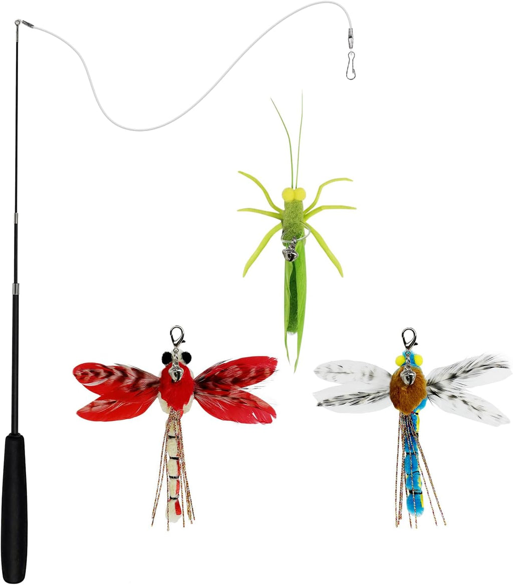 Retractable Wand with 3 Simulation Insect Refills Transparent Wire