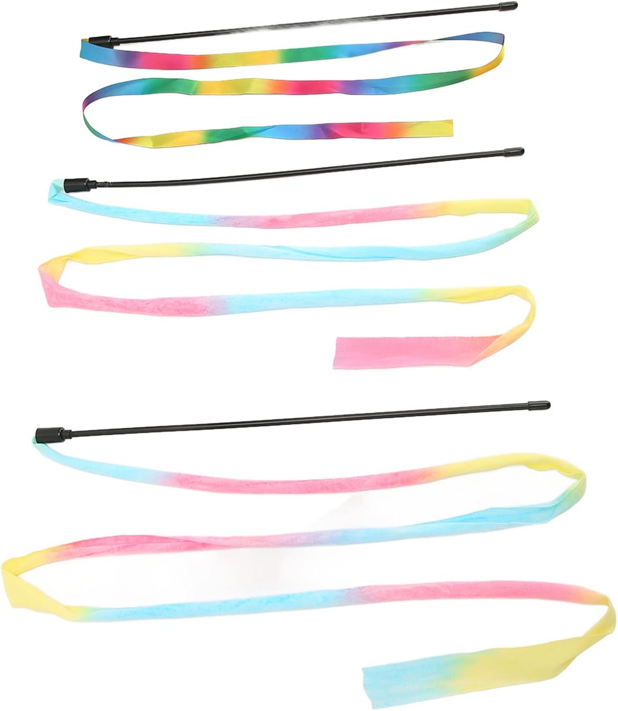 3-Piece Colorful Ribbon Wand Toy Set for Cats
