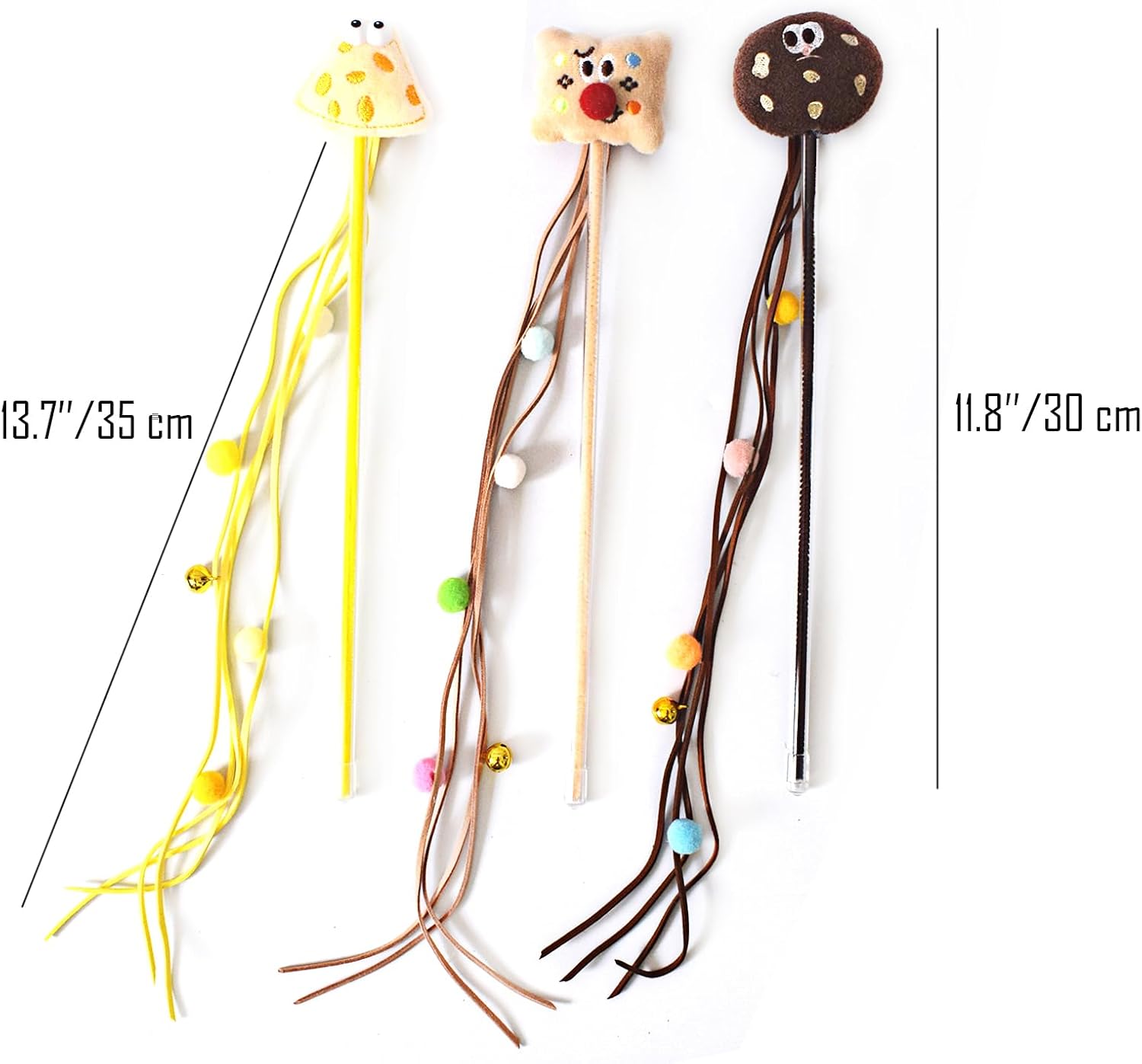 Plush Cheese & Toast Tassel Ball Teasing Wand for Cats
