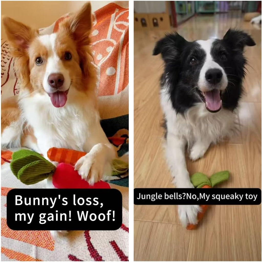 Rubber Carrot Squeaky Chew Toy for Aggressive Chewers