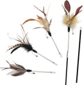 Feather Wand with 4 Flexible Spring Refills for Cats