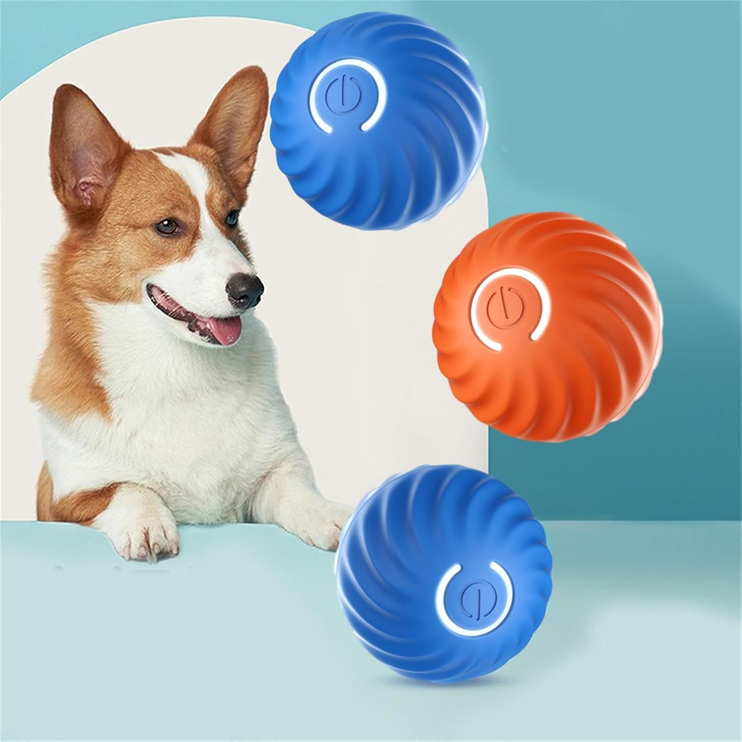 Blue Automatic Moving Jumping Ball Dog Toy All Breeds