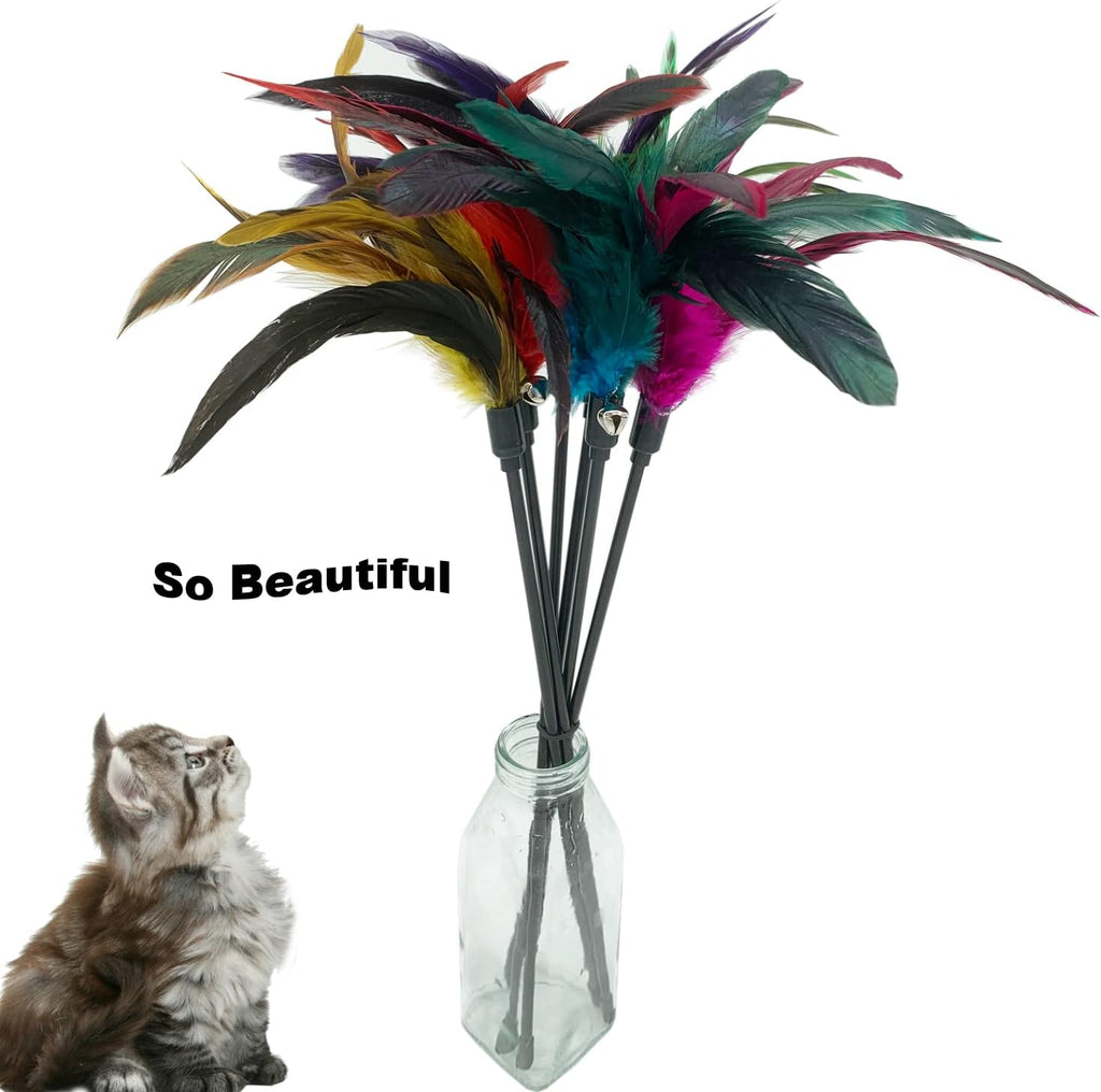 6-Piece Feather Stick Wand Set for Indoor Cats
