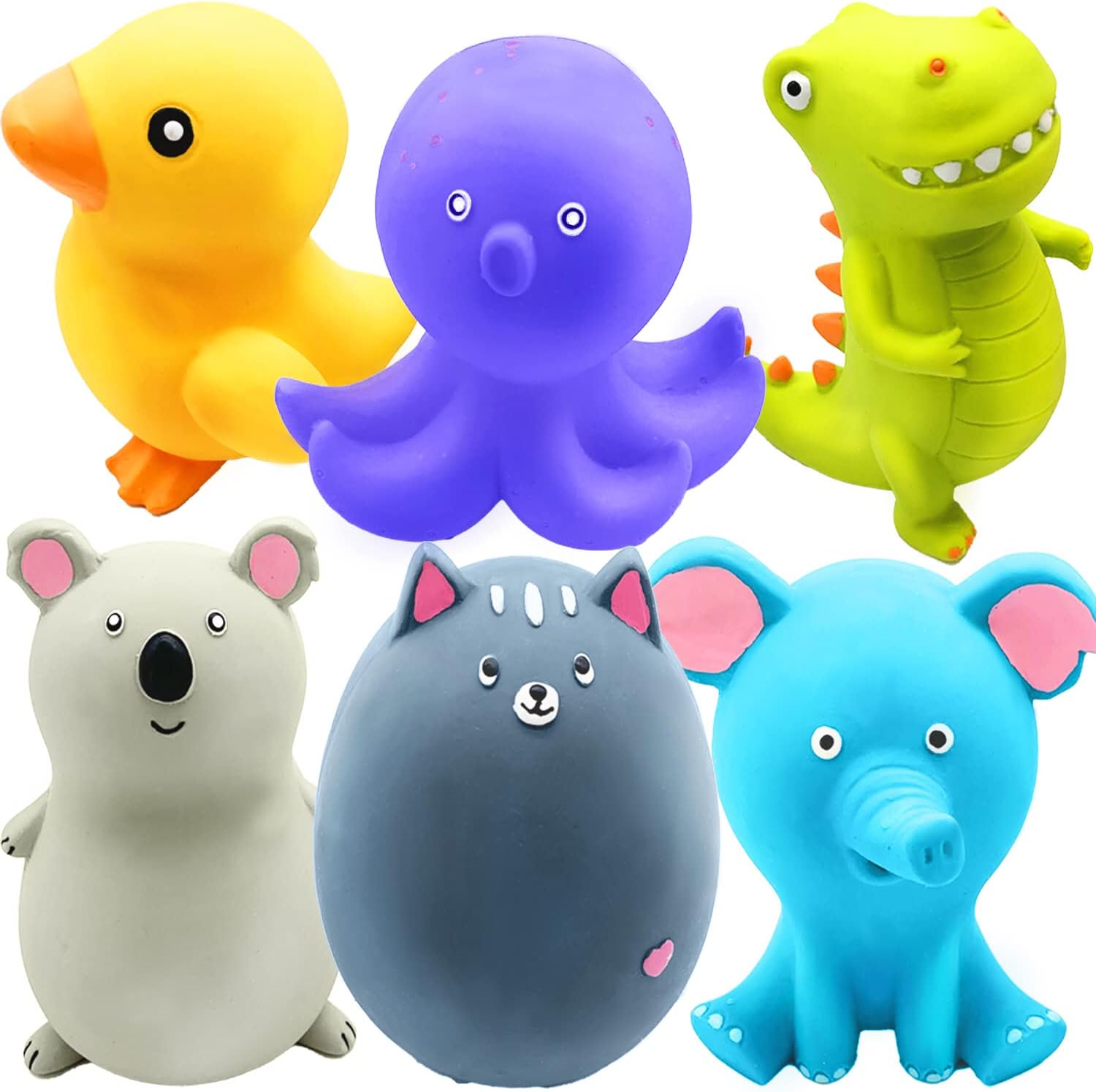 5-Pack 4" Latex Squeaky Animal Ball Dog Toys Small/Medium