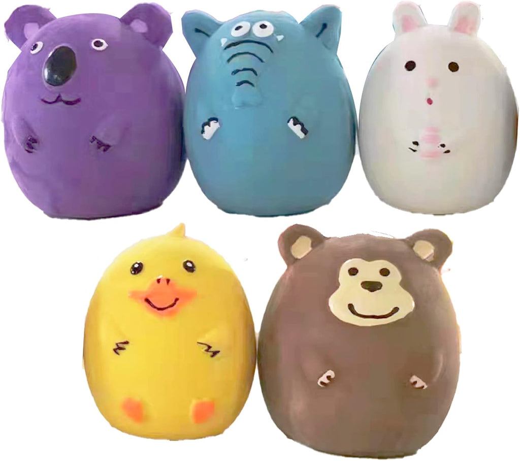 5-Pack 2.4" Latex Squeaky Animal Ball Small Dog Toys
