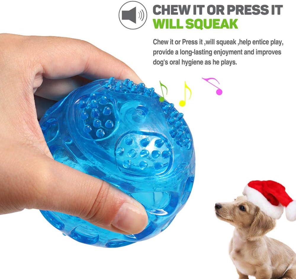 3-Pack Indestructible Rubber Squeaky Bouncy Balls for Small/Medium