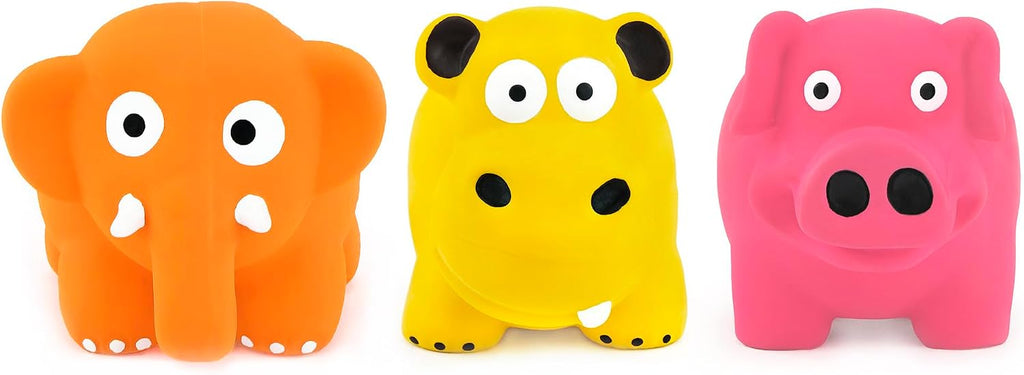 3-Pack 3.2" Latex Squeaky Standing Animal Toy Small Dogs