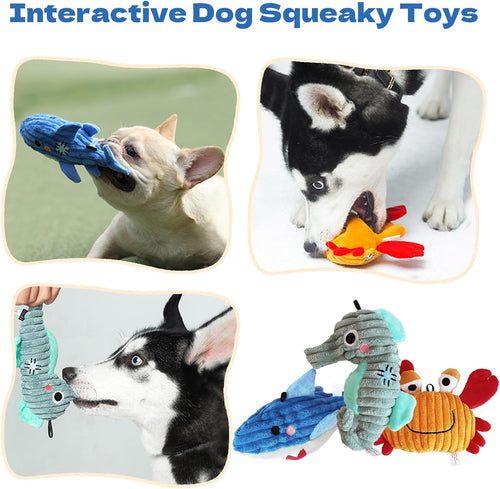 3-Pack Fabric Crinkle Paper Plush Squeaky Toy for Puppies
