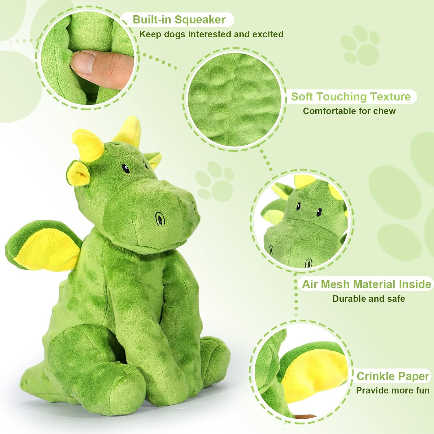 Crinkle Paper Stuffed Plush Squeaky Dog Toy All Sizes