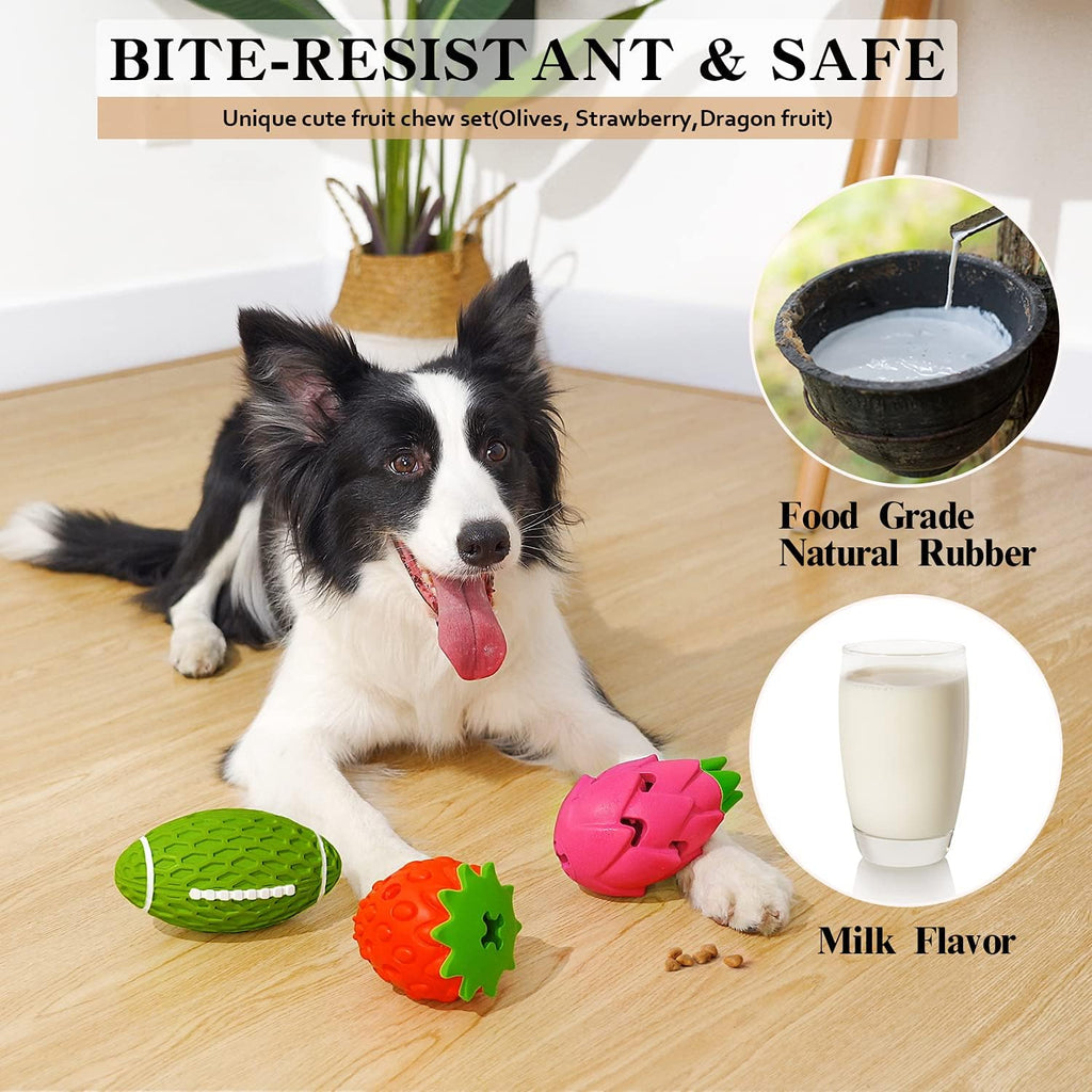 3-Pack Tough Rubber Puzzle Chew Toy for Aggressive Chewers