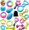 17-Pack Variety Shape Colorful Puppy Teething Chew Toys