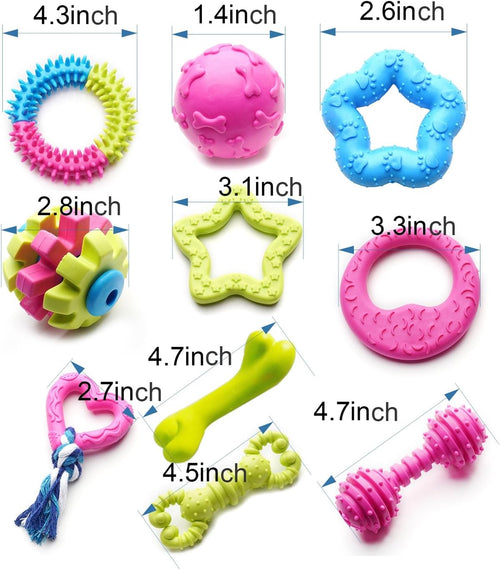 17-Pack Variety Shape Colorful Puppy Teething Chew Toys