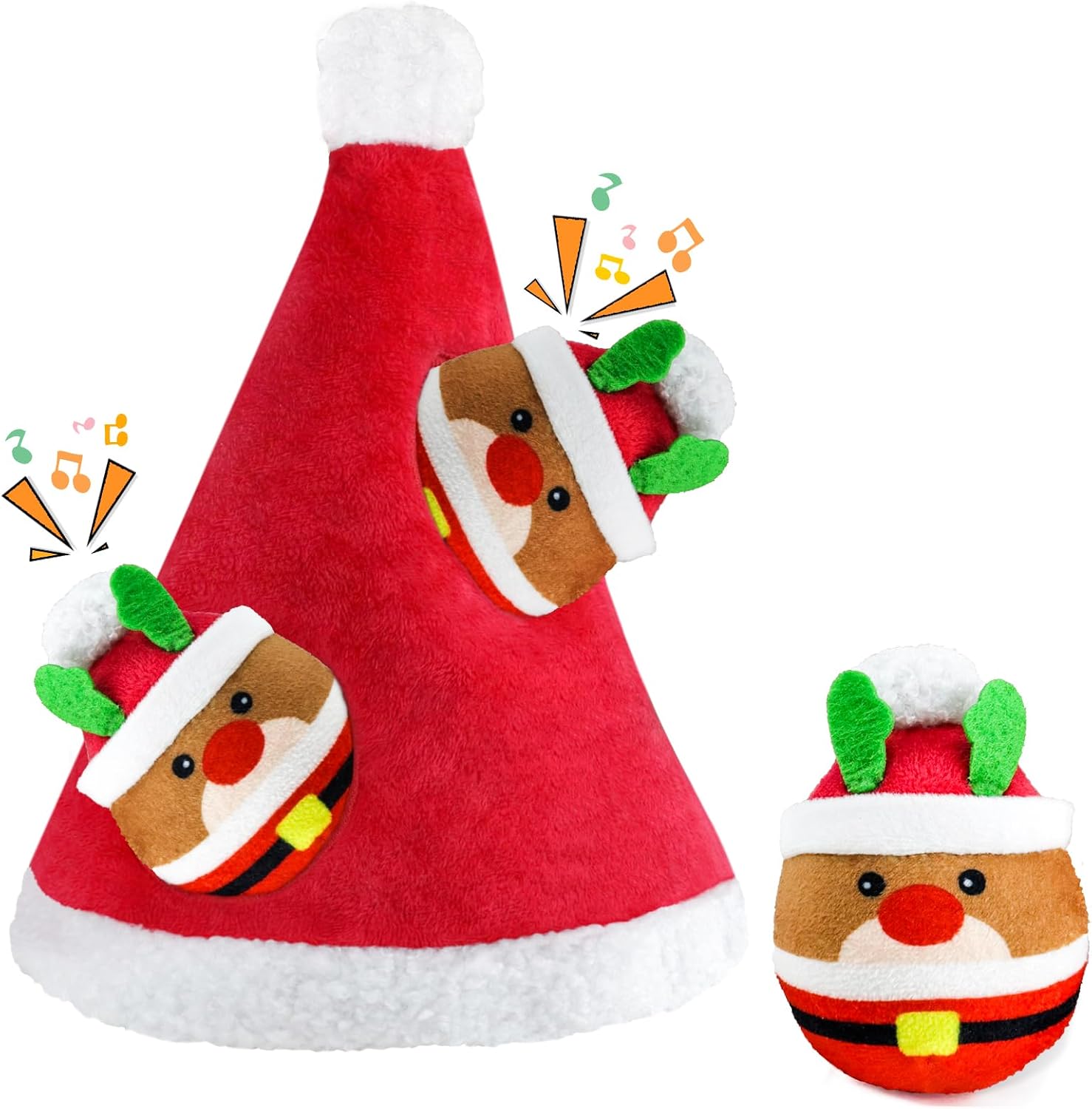 4-Pack Christmas Plush Hide & Seek Squeaky Dog Toys