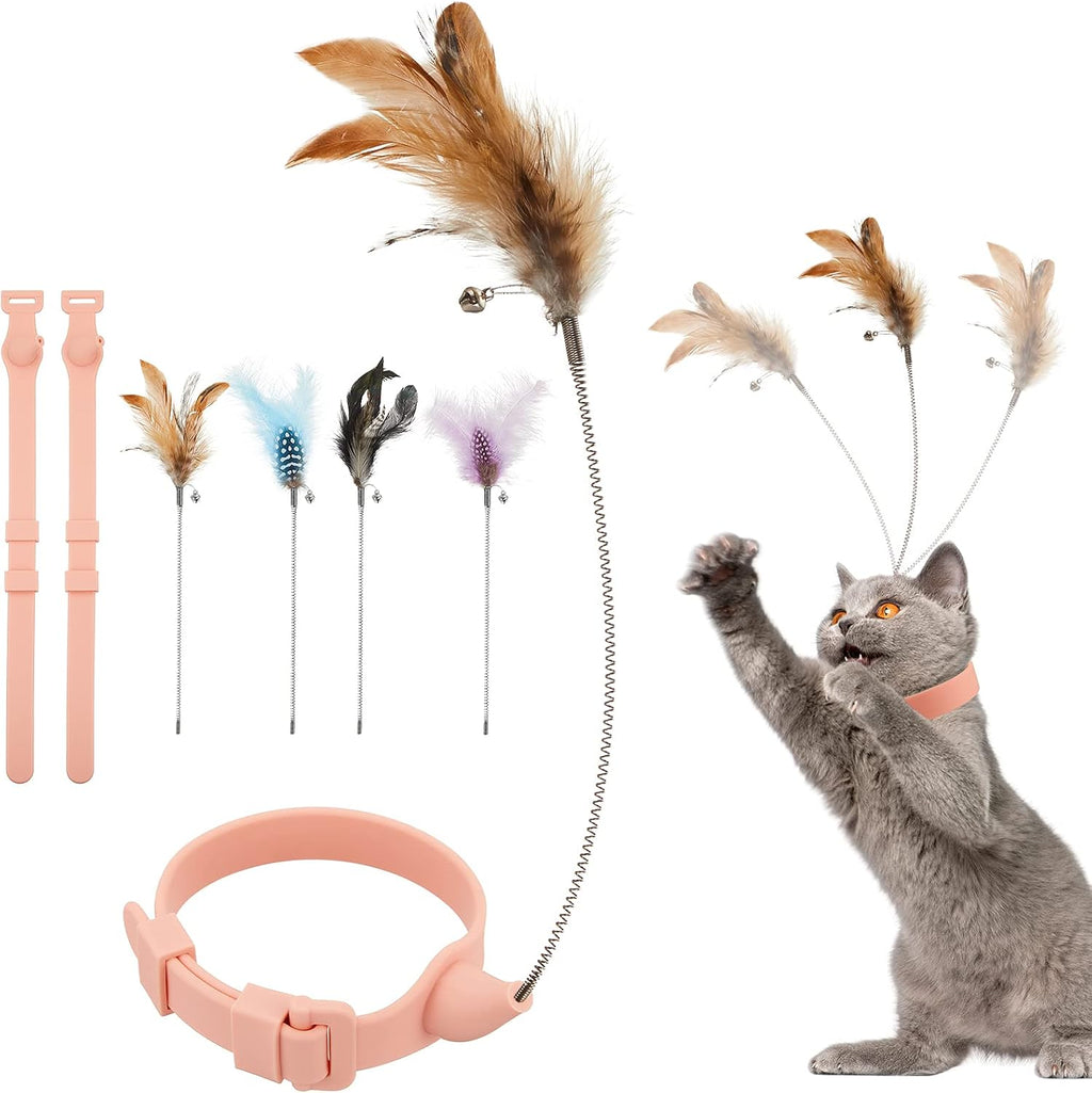 6-Piece Adjustable Feather Bell Cat Collar Toy