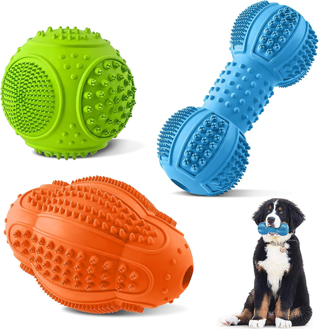 3-Pack Natural Rubber Tough Chew Toys for Aggressive Chewers Large/Medium