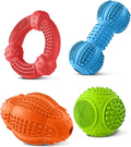 4-Pack Natural Rubber Tough Chew Toys for Aggressive Chewers All Sizes