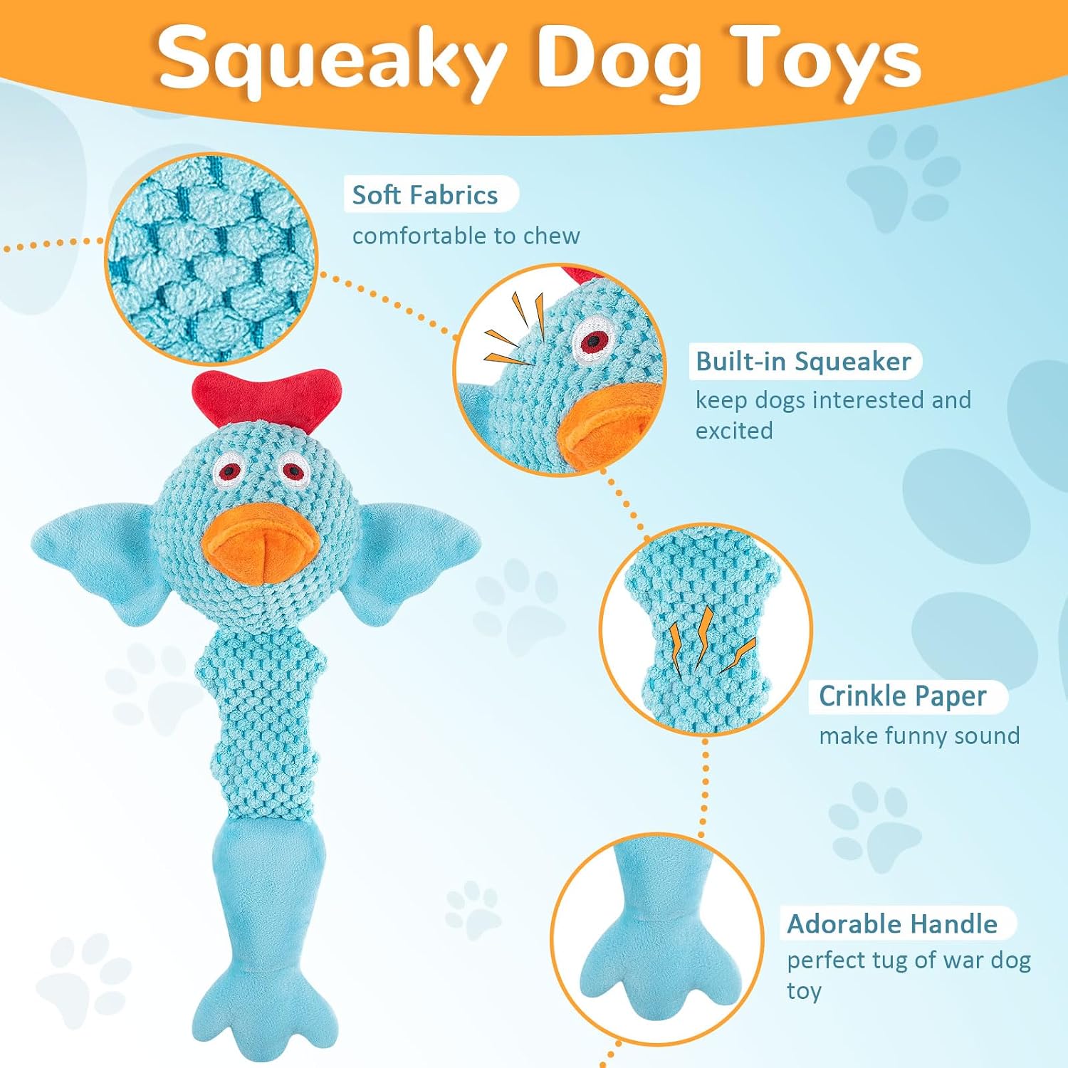 Plush Interactive Tug of War Squeaky Toy for Medium/Small Dogs