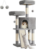 Cat Tower, Cat Tree for Indoor Cats, 45.3-Inch Cat Condo with Scratching Post, Ramp, Perch, Spacious Cat Cave, for Kis, Elderly Cats, Adult Cats, Small Space, Light Gray