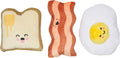 3-Piece Breakfast Plush Squeaky Toy Set Toast Bacon Egg