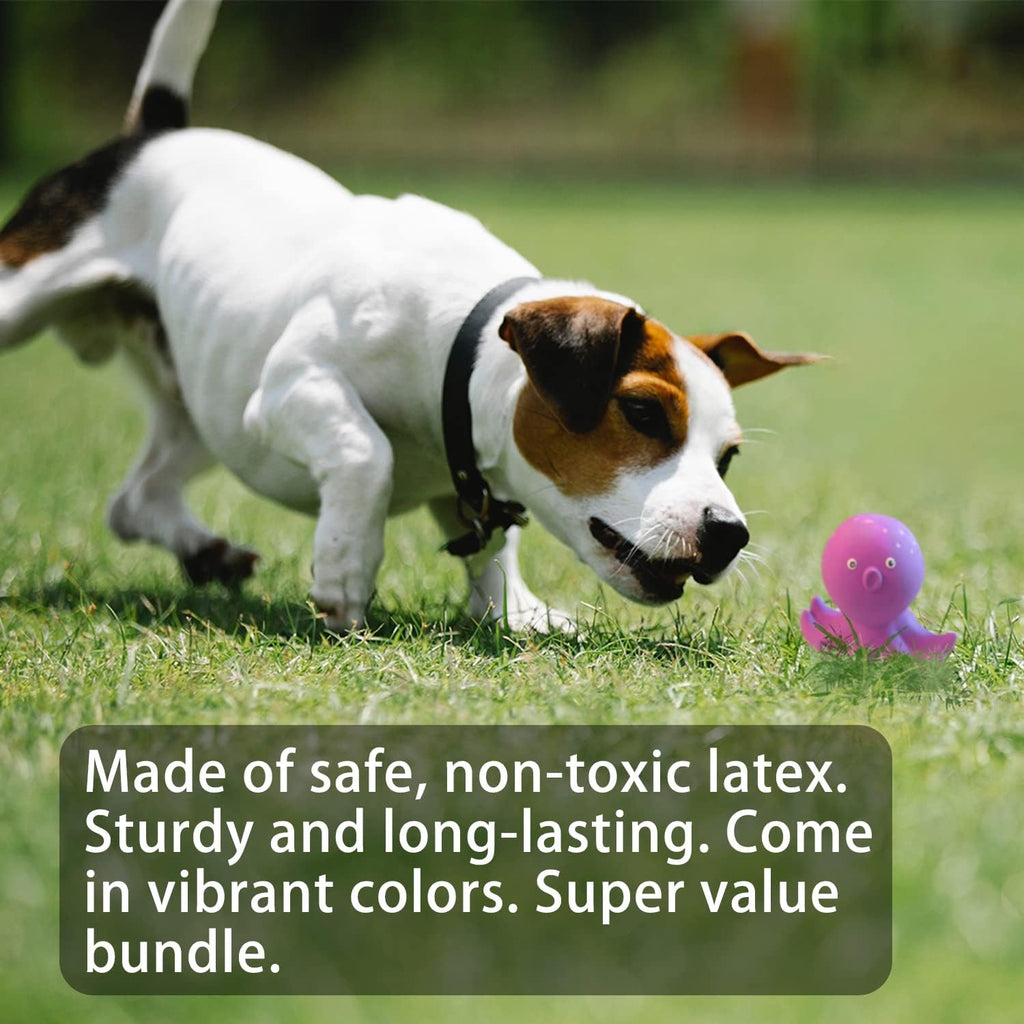 5-Pack 4" Latex Squeaky Animal Ball Dog Toys Small/Medium