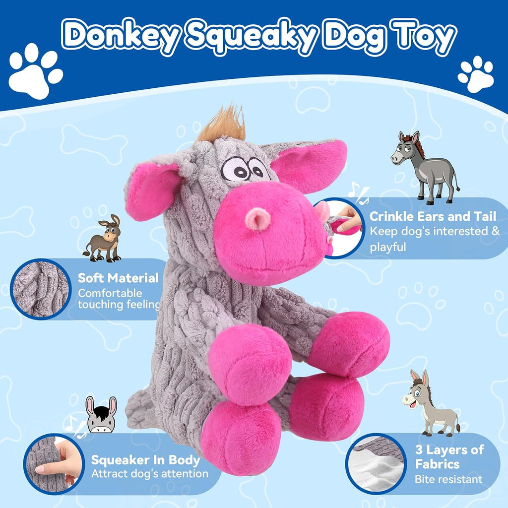 Crinkle Plush Squeaky Interactive Toy for All Size Dogs