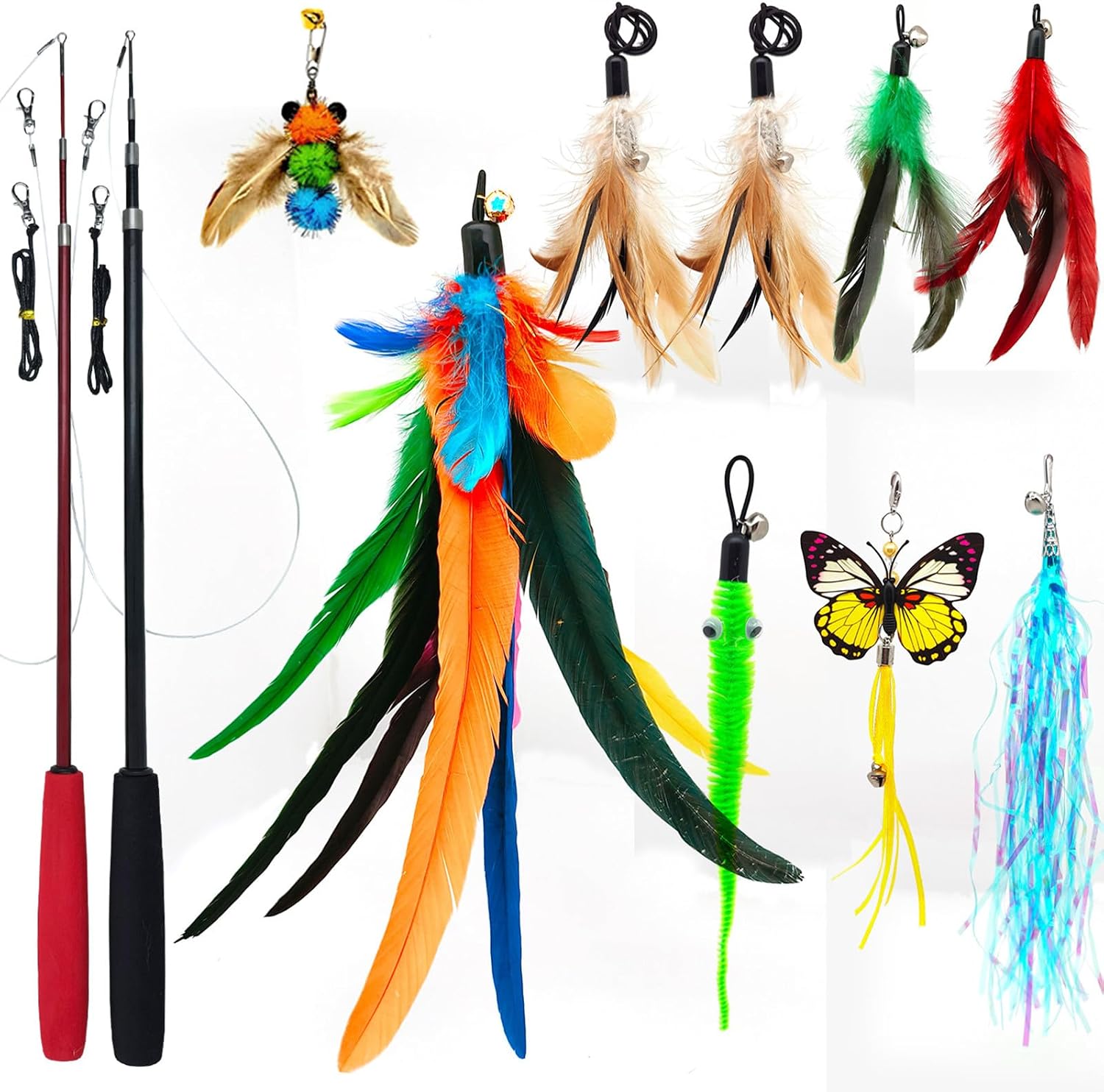 Ultra-Long Retractable Feather Wand Set 2-Piece 9 Refills