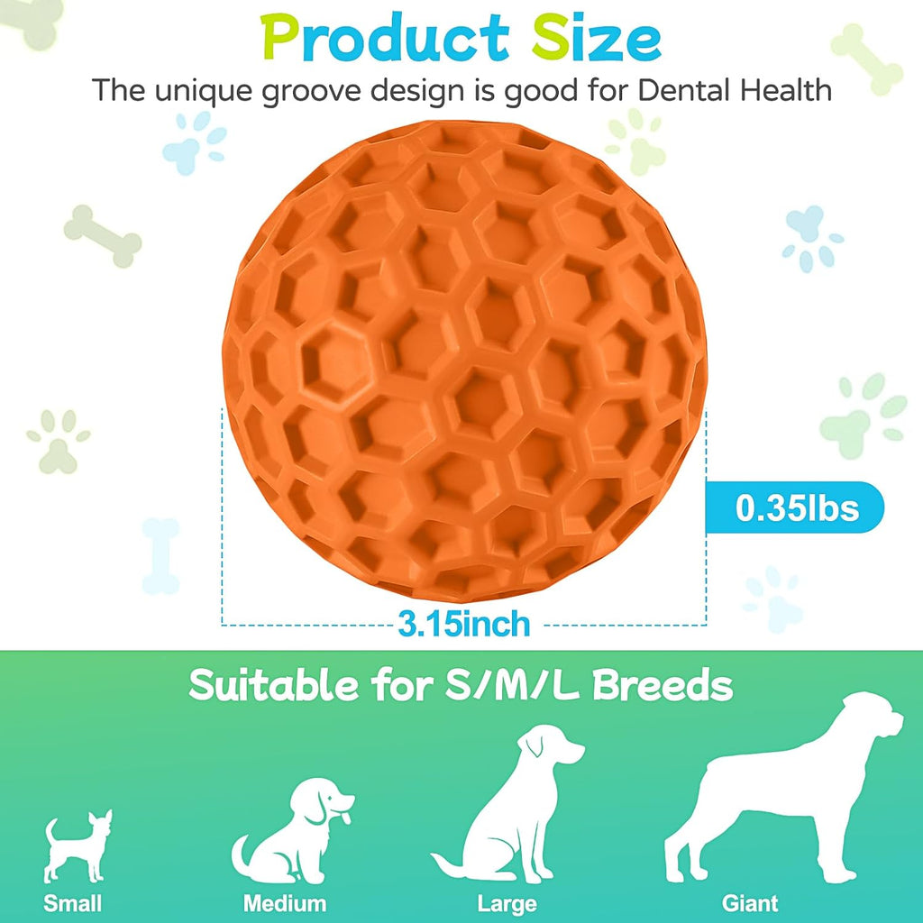 3-Piece Natural Rubber Squeaky Ball Set for Aggressive Chewers
