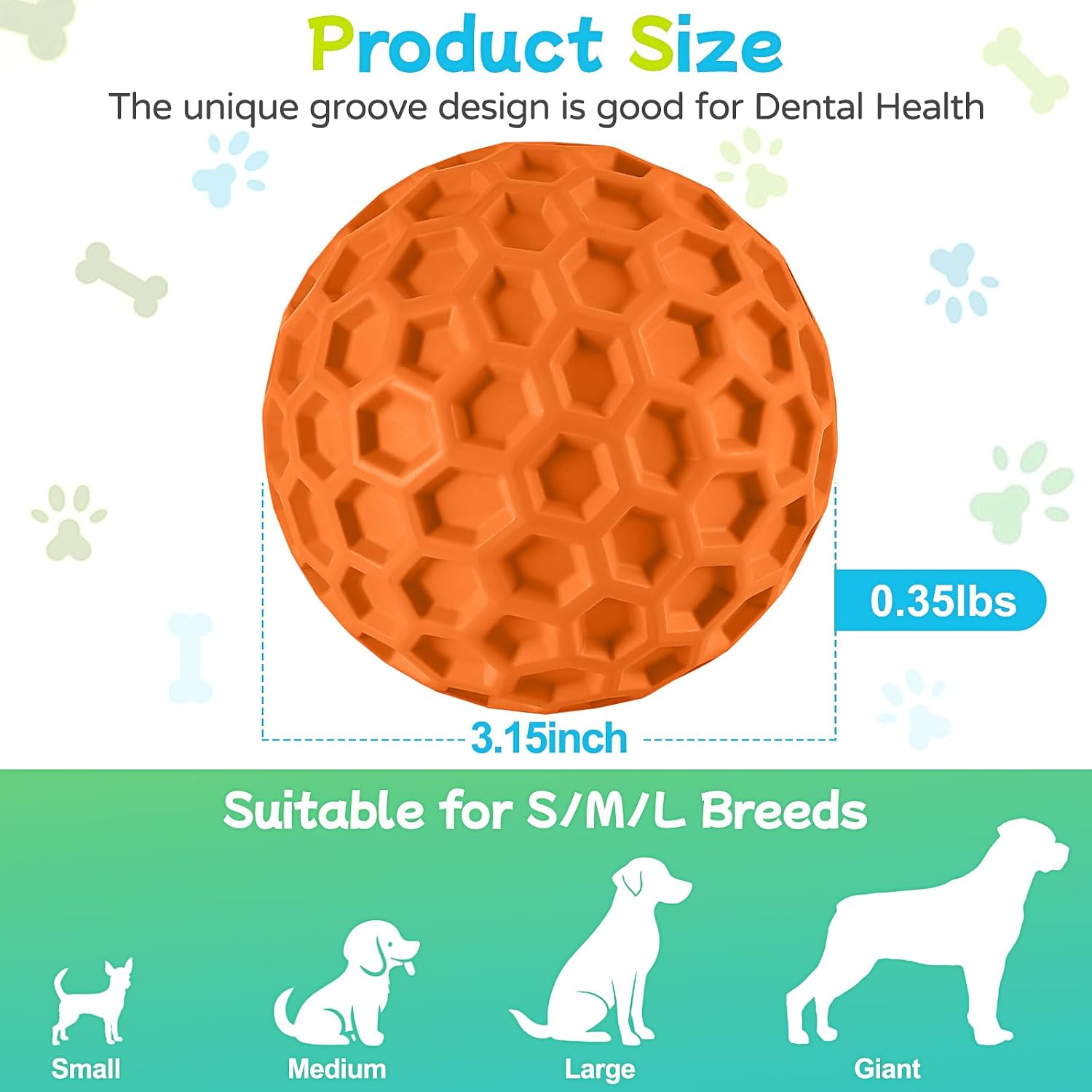3-Piece Natural Rubber Squeaky Ball Set for Aggressive Chewers