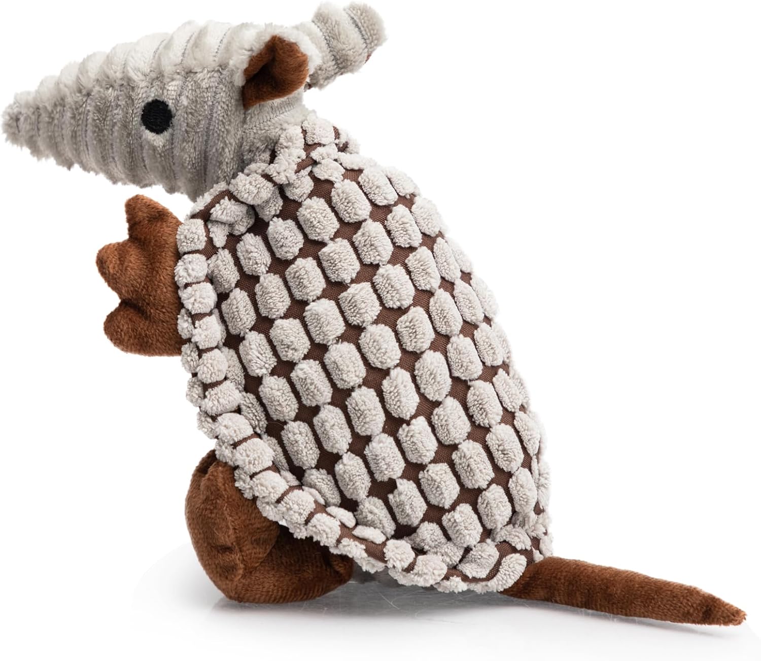 8" Gray Stuffed Armadillo Squeaky Plush Dog Toy