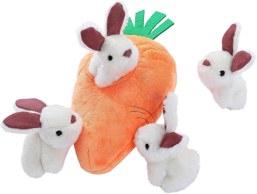 5-Pack Orange/White Hide & Seek Rabbit Carrot Squeaky Toy