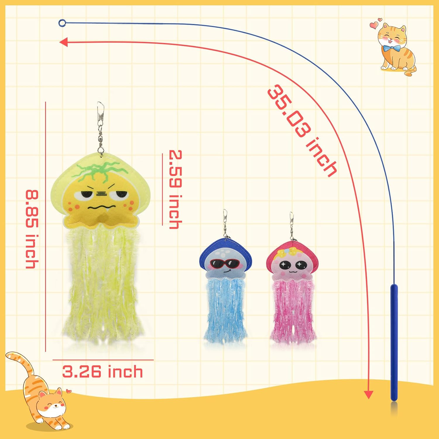 35" Pink Jellyfish Flexible Cat Teaser Wand