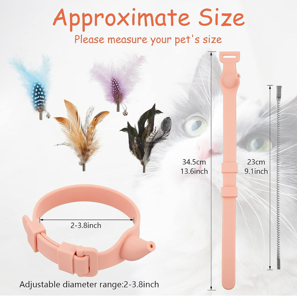6-Piece Adjustable Feather Bell Cat Collar Toy