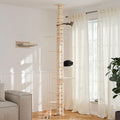 Floor to Ceiling Cat Tree Tower for Indoor Large Cats Tall Cat Climber with Adjustable Height (98-114 inches) 7 Tier Wood Cat Climbing Tower