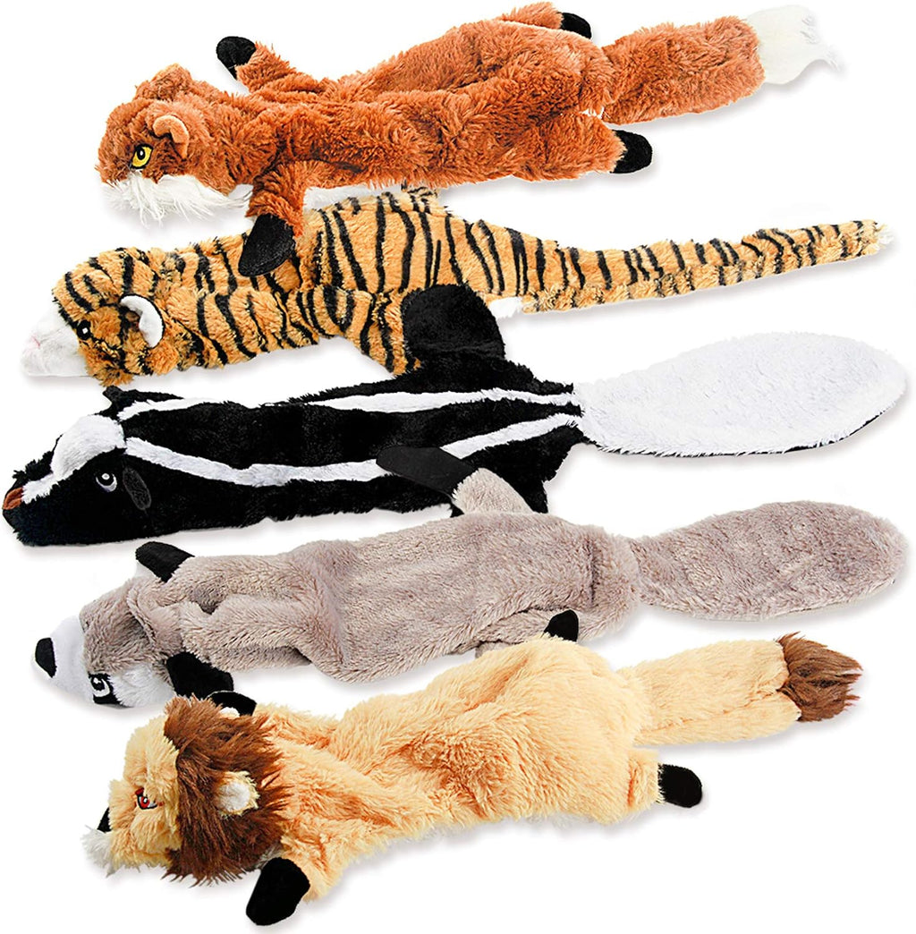 No-Stuffing Plush Squeaky Chew Toy Bundle for All Breeds