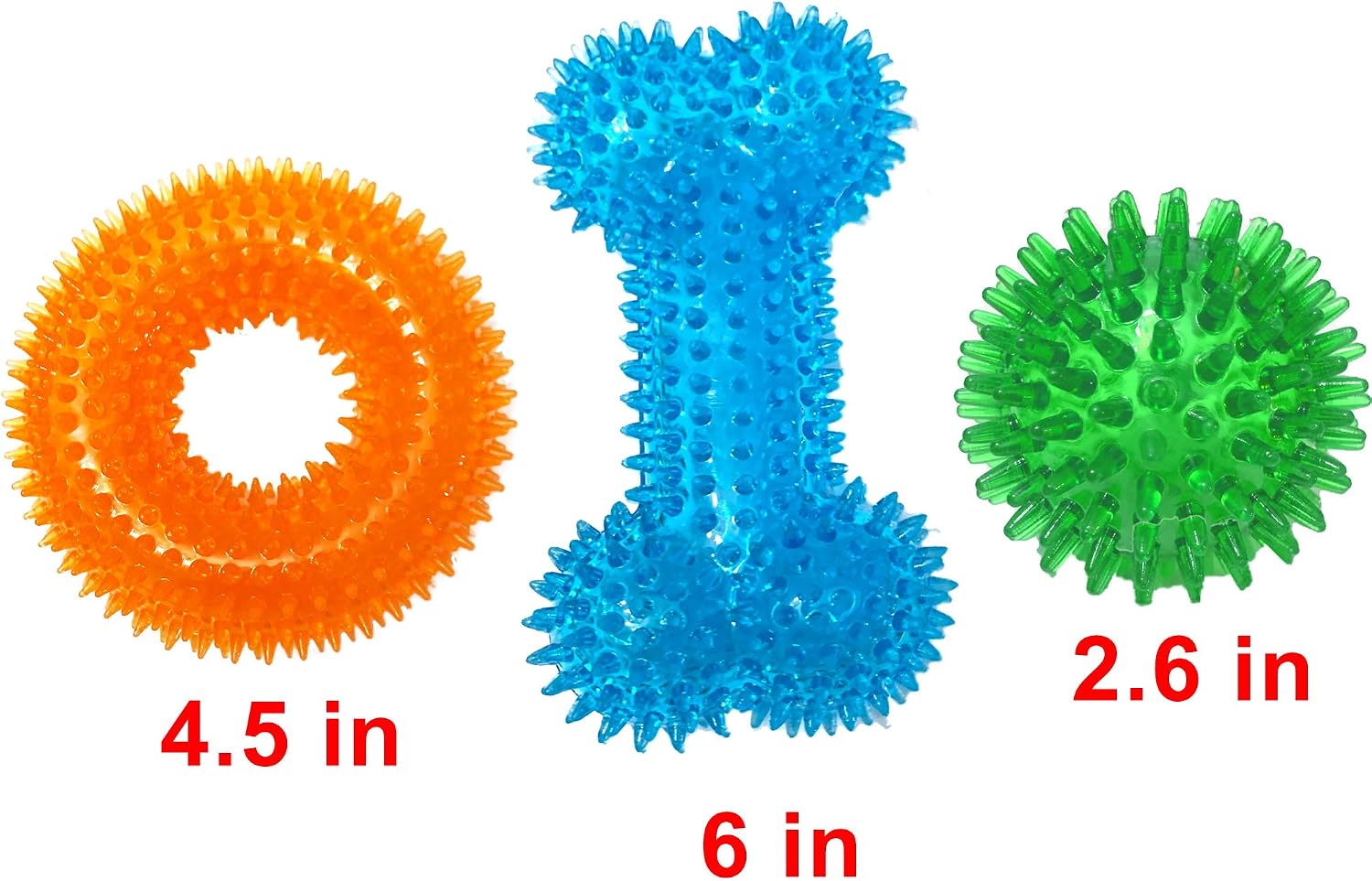 6-Pack Assorted Non-Toxic Rubber Squeaky Balls for Small/Medium