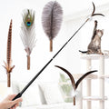 68" Extra Long Fishing Pole Toy with 4 Natural Feathers & Silvervine