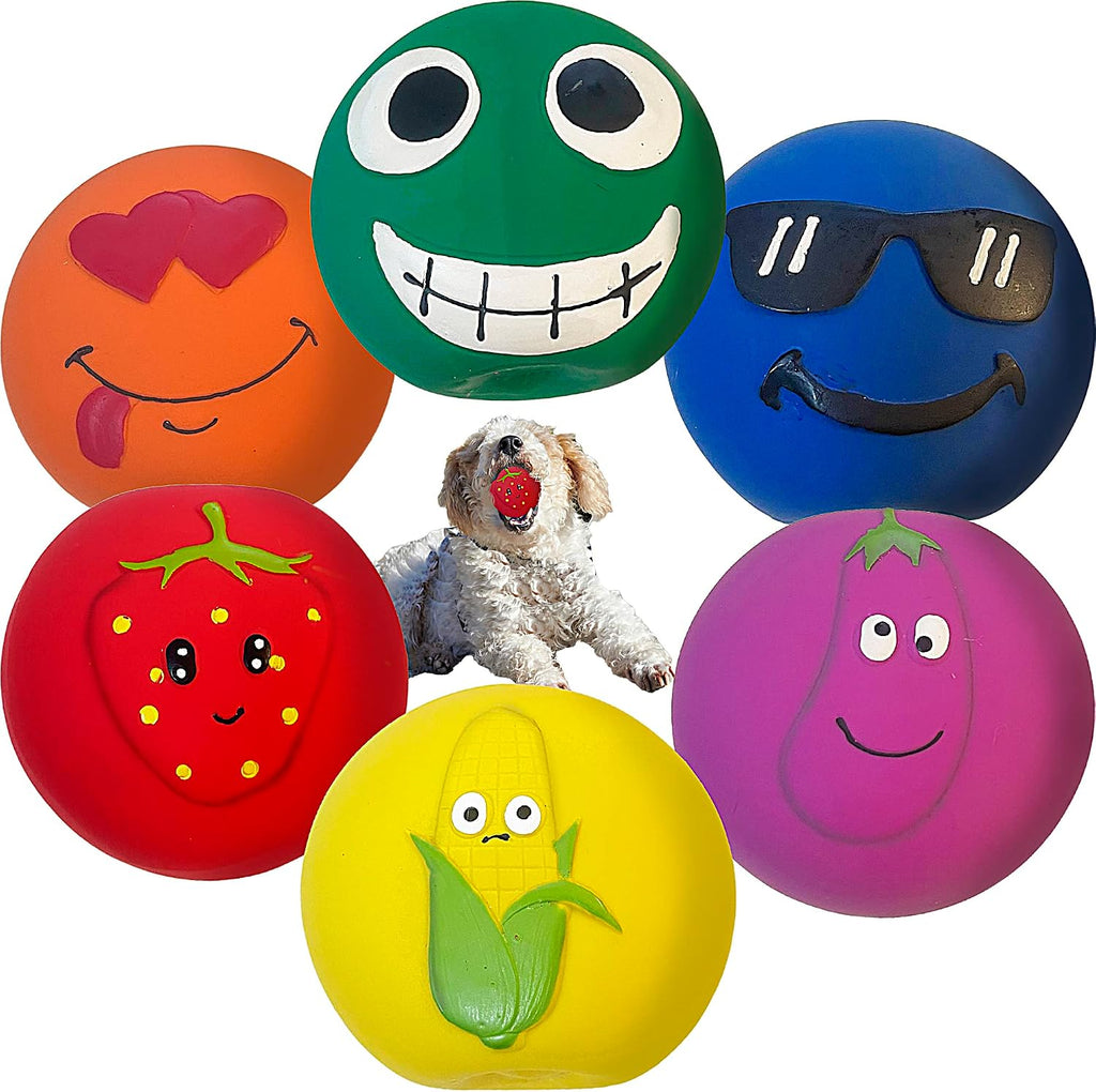 6-Pack 3" Latex Squeaky Animal Ball Dog Toys Puppy Small/Medium
