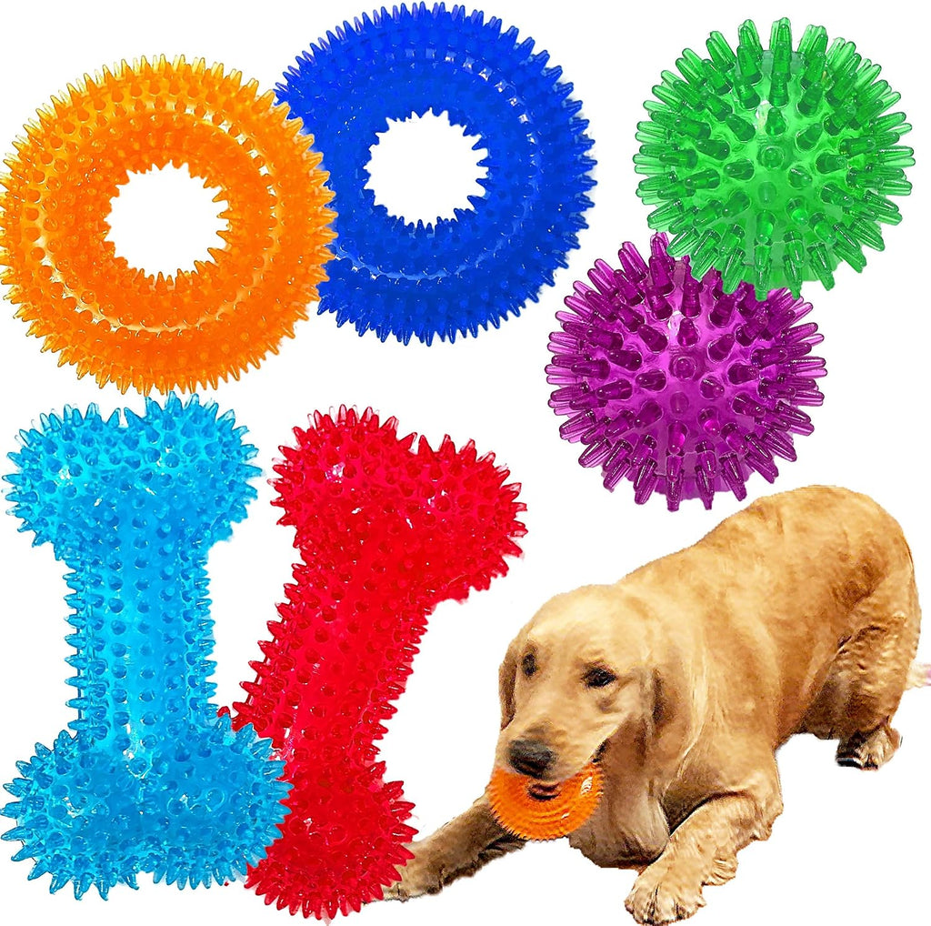 6-Pack Assorted Non-Toxic Rubber Squeaky Balls for Small/Medium